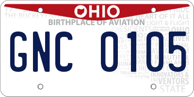OH license plate GNC0105