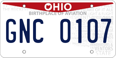 OH license plate GNC0107