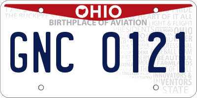 OH license plate GNC0121