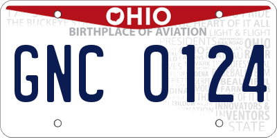 OH license plate GNC0124