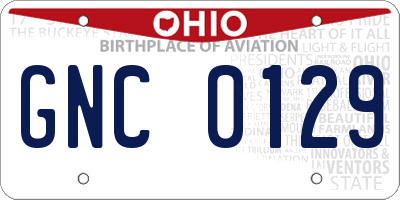 OH license plate GNC0129