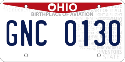 OH license plate GNC0130