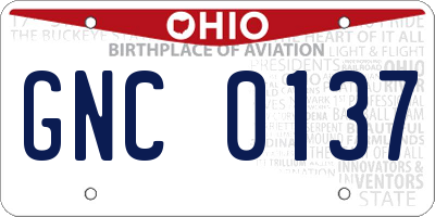 OH license plate GNC0137