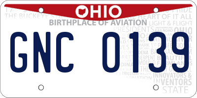 OH license plate GNC0139