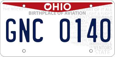 OH license plate GNC0140