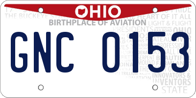 OH license plate GNC0153