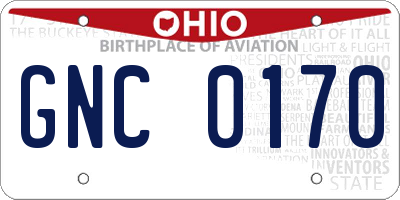 OH license plate GNC0170