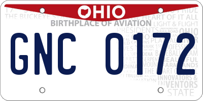 OH license plate GNC0172