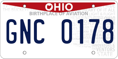 OH license plate GNC0178