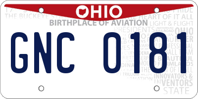 OH license plate GNC0181