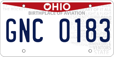 OH license plate GNC0183