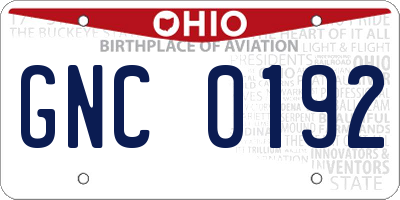 OH license plate GNC0192