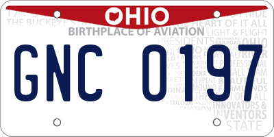 OH license plate GNC0197