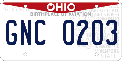 OH license plate GNC0203