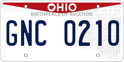 OH license plate GNC0210