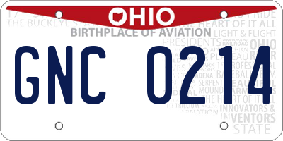 OH license plate GNC0214