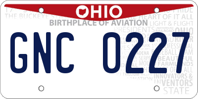 OH license plate GNC0227