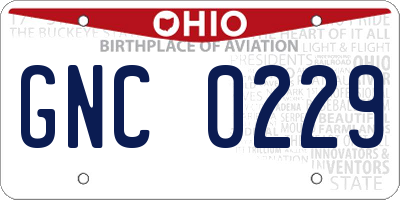 OH license plate GNC0229