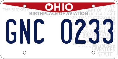 OH license plate GNC0233