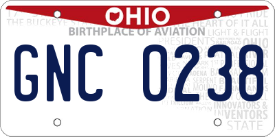 OH license plate GNC0238