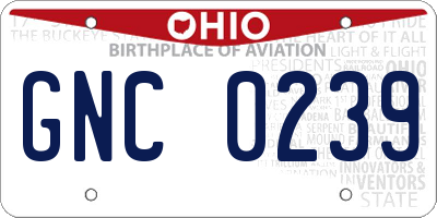 OH license plate GNC0239