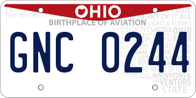 OH license plate GNC0244