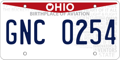 OH license plate GNC0254