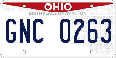 OH license plate GNC0263