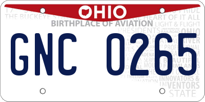 OH license plate GNC0265