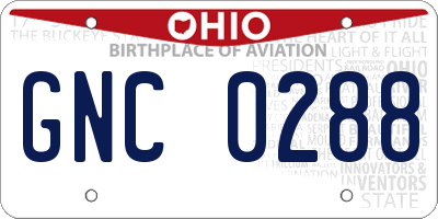 OH license plate GNC0288