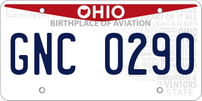 OH license plate GNC0290