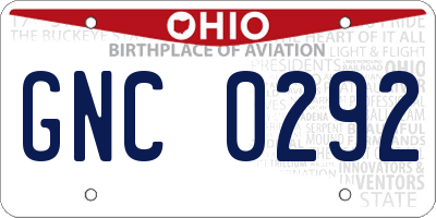 OH license plate GNC0292