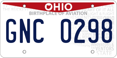 OH license plate GNC0298