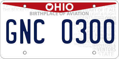 OH license plate GNC0300