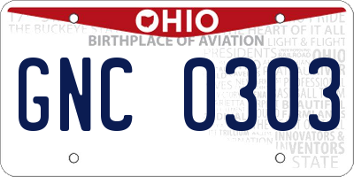 OH license plate GNC0303