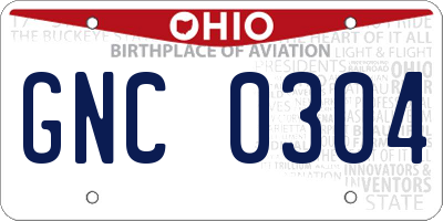 OH license plate GNC0304