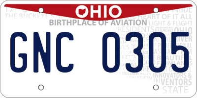 OH license plate GNC0305