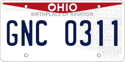 OH license plate GNC0311