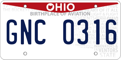 OH license plate GNC0316