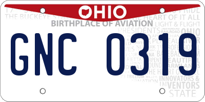 OH license plate GNC0319