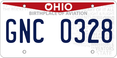 OH license plate GNC0328