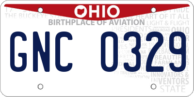OH license plate GNC0329