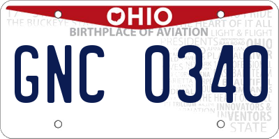 OH license plate GNC0340