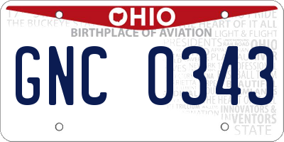 OH license plate GNC0343