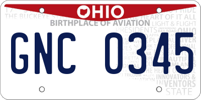 OH license plate GNC0345