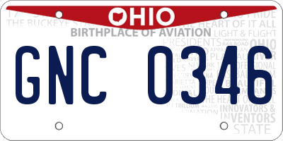 OH license plate GNC0346
