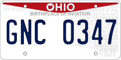 OH license plate GNC0347