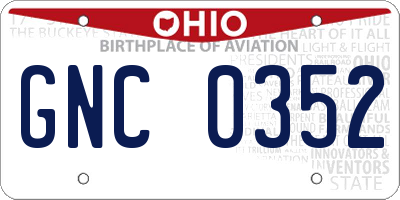 OH license plate GNC0352