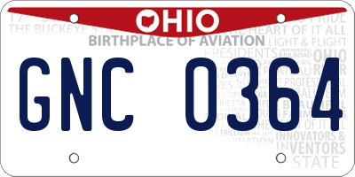OH license plate GNC0364