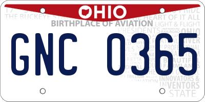 OH license plate GNC0365